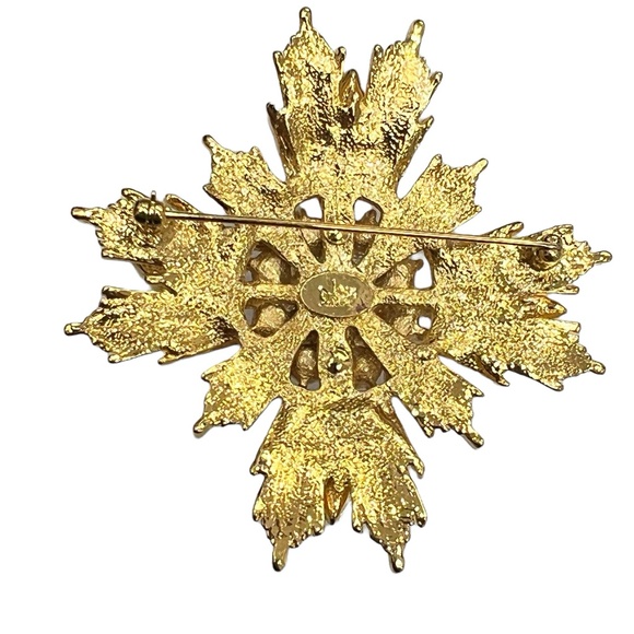 JOAN RIVERS STARBURST AMBER, GOLD & BLACK BROOCH - Picture 9 of 14